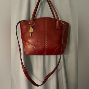 Fossil medium red leather handbag, vintage